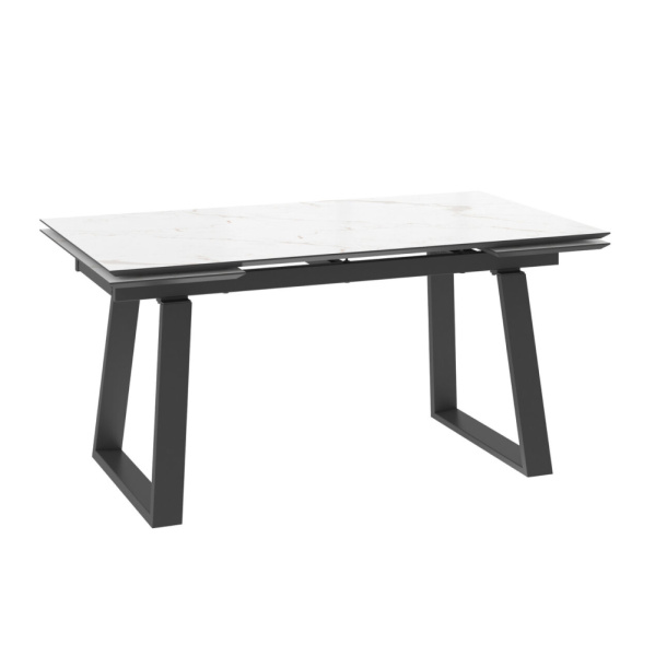 Стол ALTEZA-160, раздвижной 160(40+40)x90, МРАМОР ГОЛД - COMPAKT CER/ЧЕРНЫЙ